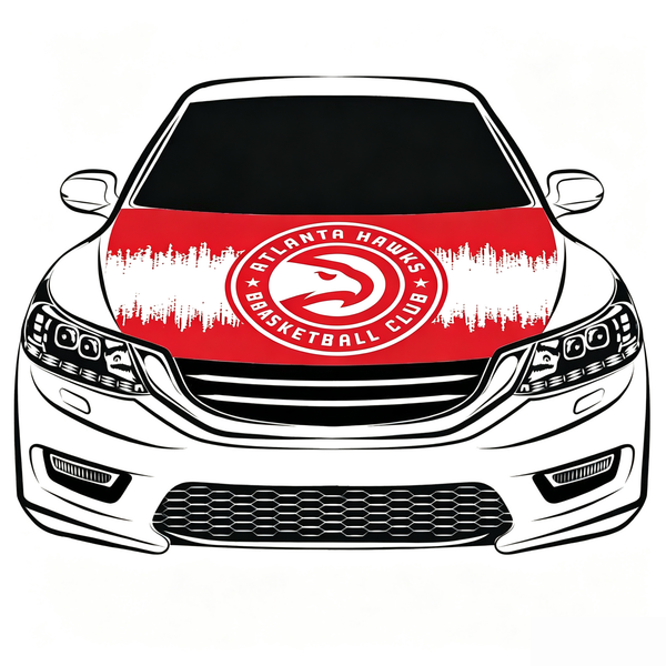 Atlanta Hawks Car Hood Cover Flag , NBA Engine Banner,4X5ft,/6X7FT100% Polyester Elastic Fabrics Can be Washed