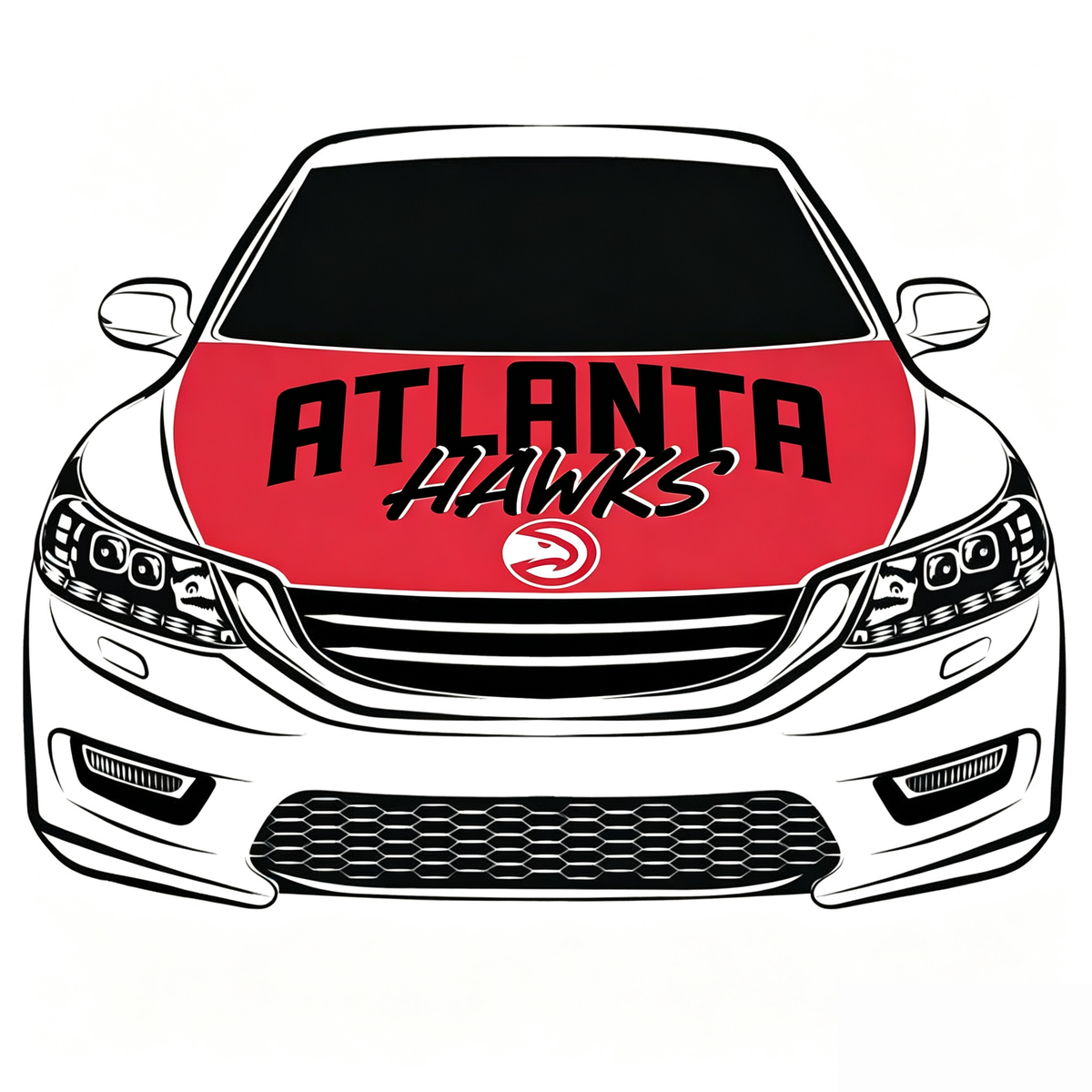 Atlanta Hawks Car Hood Cover Flag , NBA Engine Banner,4X5ft,/6X7FT100% Polyester Elastic Fabrics Can be Washed