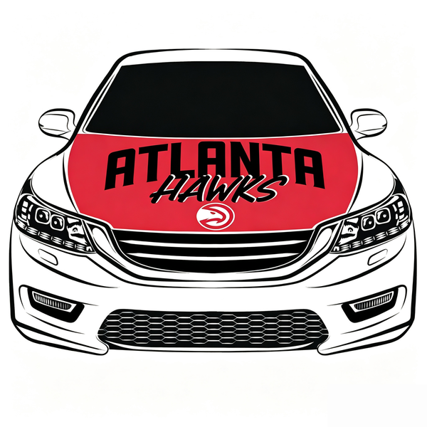 Atlanta Hawks Car Hood Cover Flag , NBA Engine Banner,4X5ft,/6X7FT100% Polyester Elastic Fabrics Can be Washed