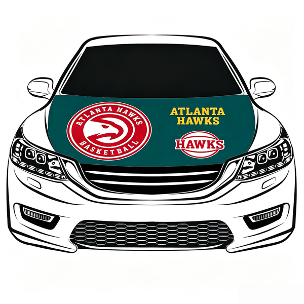 Atlanta Hawks Car Hood Cover Flag , NBA Engine Banner,4X5ft,/6X7FT100% Polyester Elastic Fabrics Can be Washed