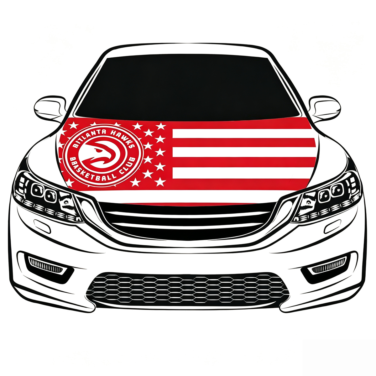 Atlanta Hawks Flag Car Hood Cover Flag , NBA Engine Banner,4X5ft,/6X7FT100% Polyester Elastic Fabrics Can be Washed