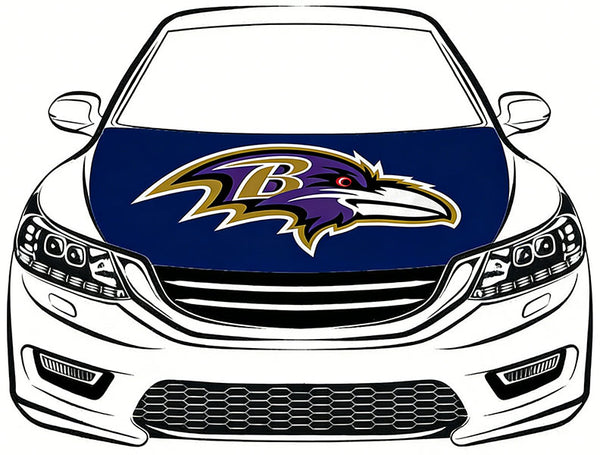 Baltimore Ravens Car Hood Cover Flag NFL 4X5ft,/6X7FT 100% Polyester Elastic Fabrics Can be Washed Flag