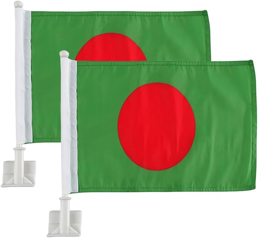 Lebanese flag Car Window Flag of Bangladesh 11X18 Inch(28x46cm) 100% Polyester, Strong White Flagpole