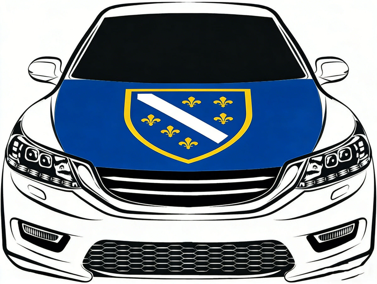 Bosnia and Herzegovina Car Hood Cover Flag ,1992-1998 Flag Banner ,4X5ft,/6X7FT100% Polyester Elastic Fabrics Can be Washed