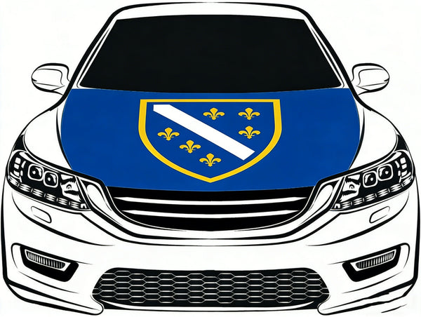 Bosnia and Herzegovina Car Hood Cover Flag ,1992-1998 Flag Banner ,4X5ft,/6X7FT100% Polyester Elastic Fabrics Can be Washed
