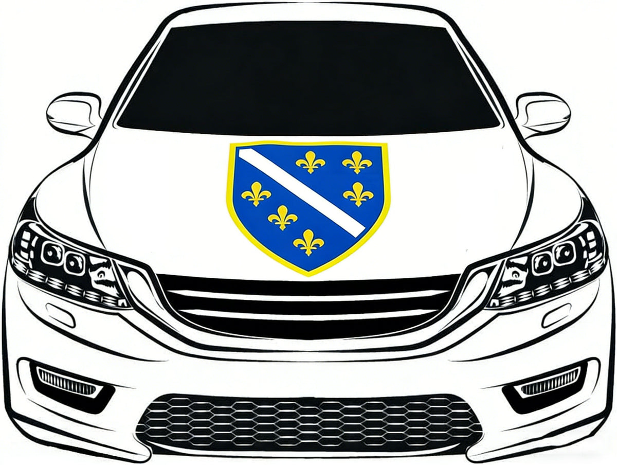 Bosnia and Herzegovina Car Hood Cover Flag ,1992-1998 Flag Banner ,4X5ft,/6X7FT100% Polyester Elastic Fabrics Can be Washed