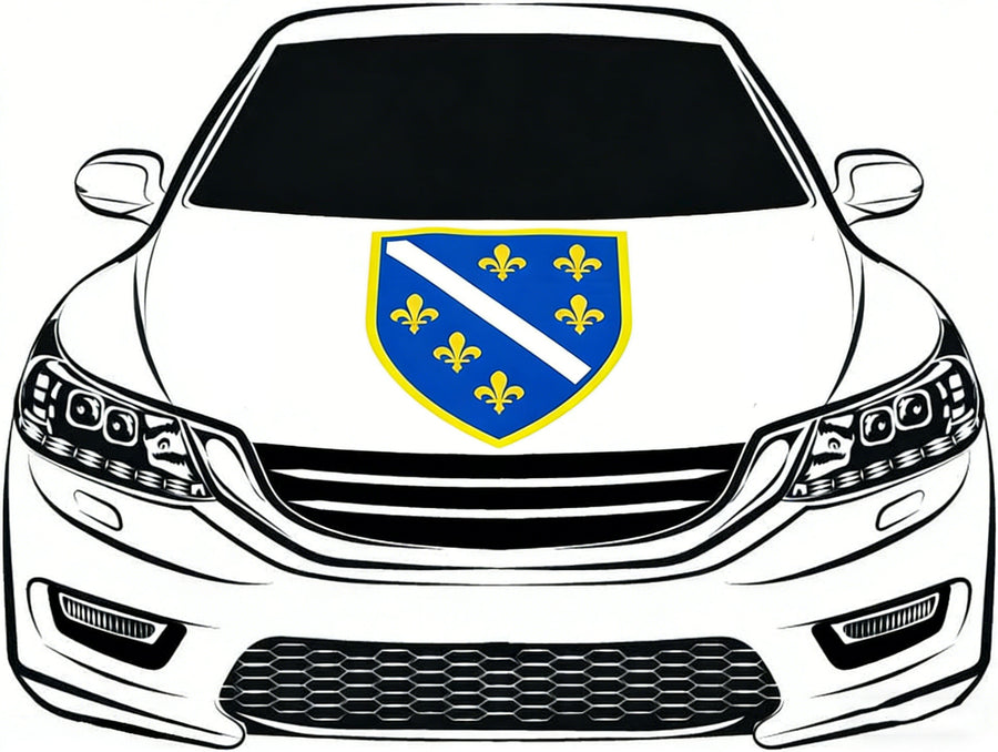 Bosnia and Herzegovina Car Hood Cover Flag ,1992-1998 Flag Banner ,4X5ft,/6X7FT100% Polyester Elastic Fabrics Can be Washed