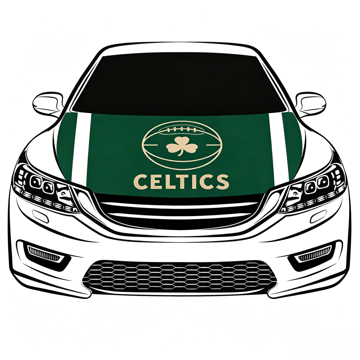 Boston Celtics Car Hood Cover Flag , NBA Engine Banner,4X5ft,/6X7FT100% Polyester Elastic Fabrics Can be Washed