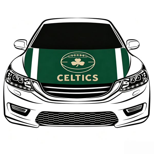 Boston Celtics Car Hood Cover Flag , NBA Engine Banner,4X5ft,/6X7FT100% Polyester Elastic Fabrics Can be Washed