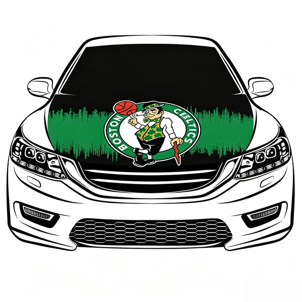 Boston Celtics Car Hood Cover Flag , NBA Engine Banner,4X5ft,/6X7FT100% Polyester Elastic Fabrics Can be Washed