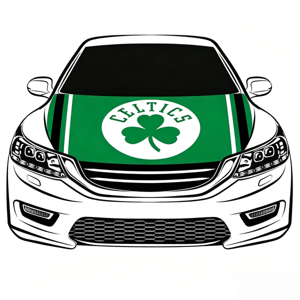 Boston Celtics Flag Car Hood Cover Flag , NBA Engine Banner,4X5ft,/6X7FT100% Polyester Elastic Fabrics Can be Washed