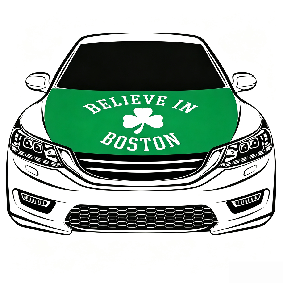 Boston Celtics Flag Car Hood Cover Flag , NBA Engine Banner,4X5ft,/6X7FT100% Polyester Elastic Fabrics Can be Washed