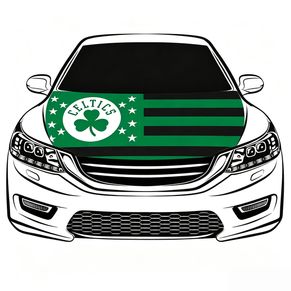 Boston Celtics Flag Car Hood Cover Flag , NBA Engine Banner,4X5ft,/6X7FT100% Polyester Elastic Fabrics Can be Washed