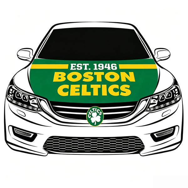 Boston Celtics Flag Car Hood Cover Flag , NBA Engine Banner,4X5ft,/6X7FT100% Polyester Elastic Fabrics Can be Washed