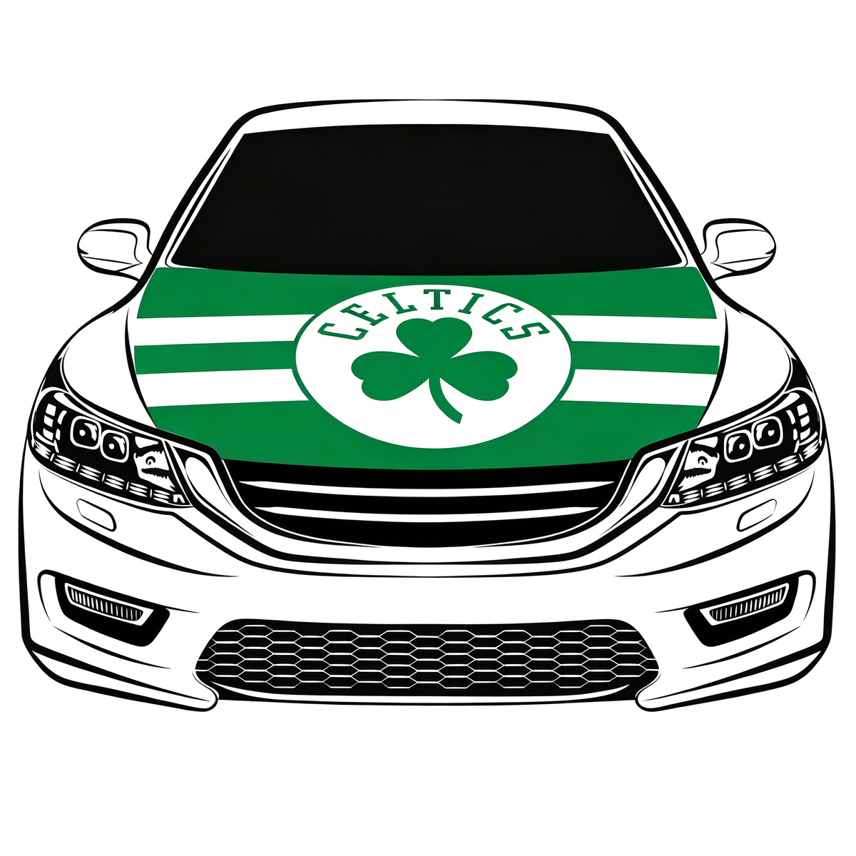 Boston Celtics Flag Car Hood Cover Flag , NBA Engine Banner,4X5ft,/6X7FT100% Polyester Elastic Fabrics Can be Washed