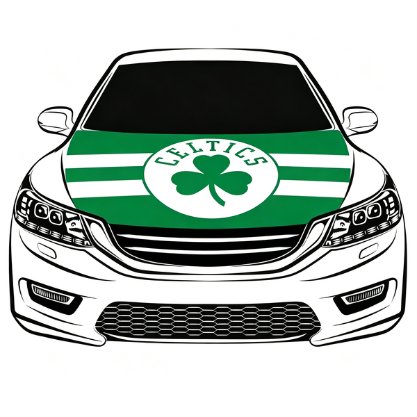 Boston Celtics Flag Car Hood Cover Flag , NBA Engine Banner,4X5ft,/6X7FT100% Polyester Elastic Fabrics Can be Washed