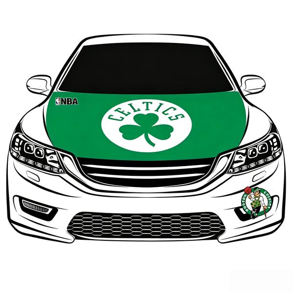 Boston Celtics Car Hood Cover Flag , NBA Engine Banner,4X5ft,/6X7FT100% Polyester Elastic Fabrics Can be Washed