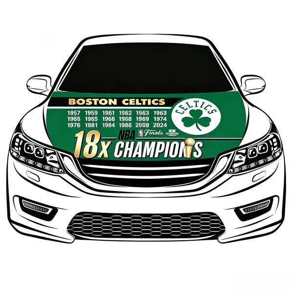 Boston Celtics Car Hood Cover Flag , NBA Engine Banner,4X5ft,/6X7FT100% Polyester Elastic Fabrics Can be Washed