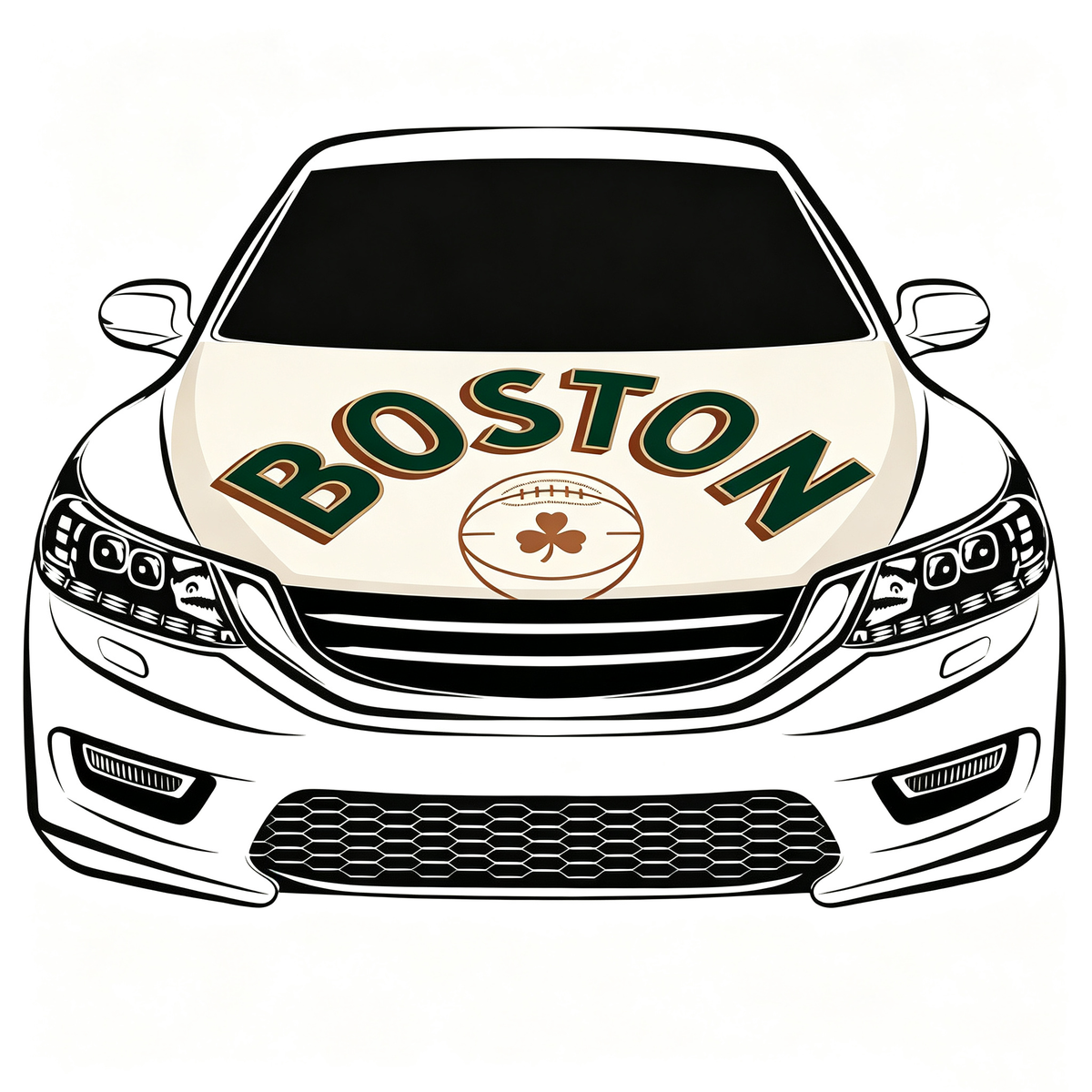 Boston Celtics Car Hood Cover Flag , NBA Engine Banner,4X5ft,/6X7FT100% Polyester Elastic Fabrics Can be Washed