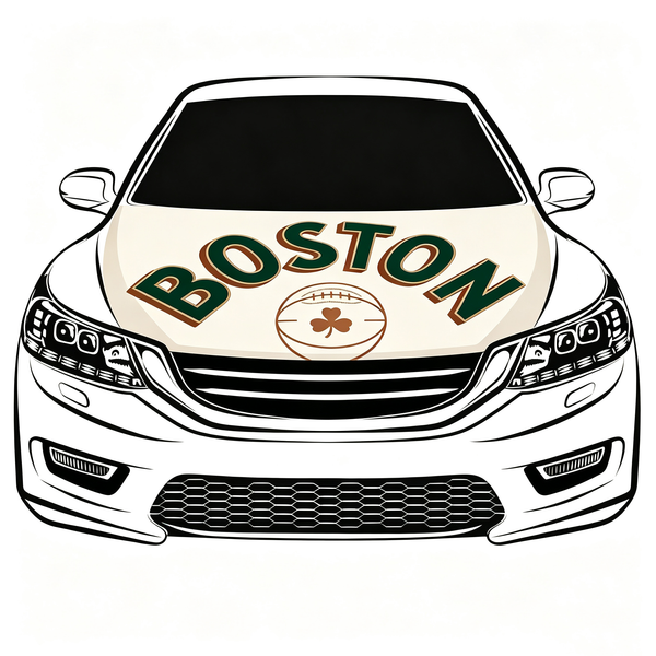 Boston Celtics Car Hood Cover Flag , NBA Engine Banner,4X5ft,/6X7FT100% Polyester Elastic Fabrics Can be Washed