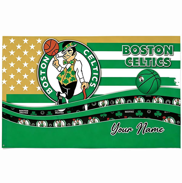 Boston Celtics Flag-NBA 3x5 FT Boston Celtics Basketball Banner-100% polyester-One sided / double sided