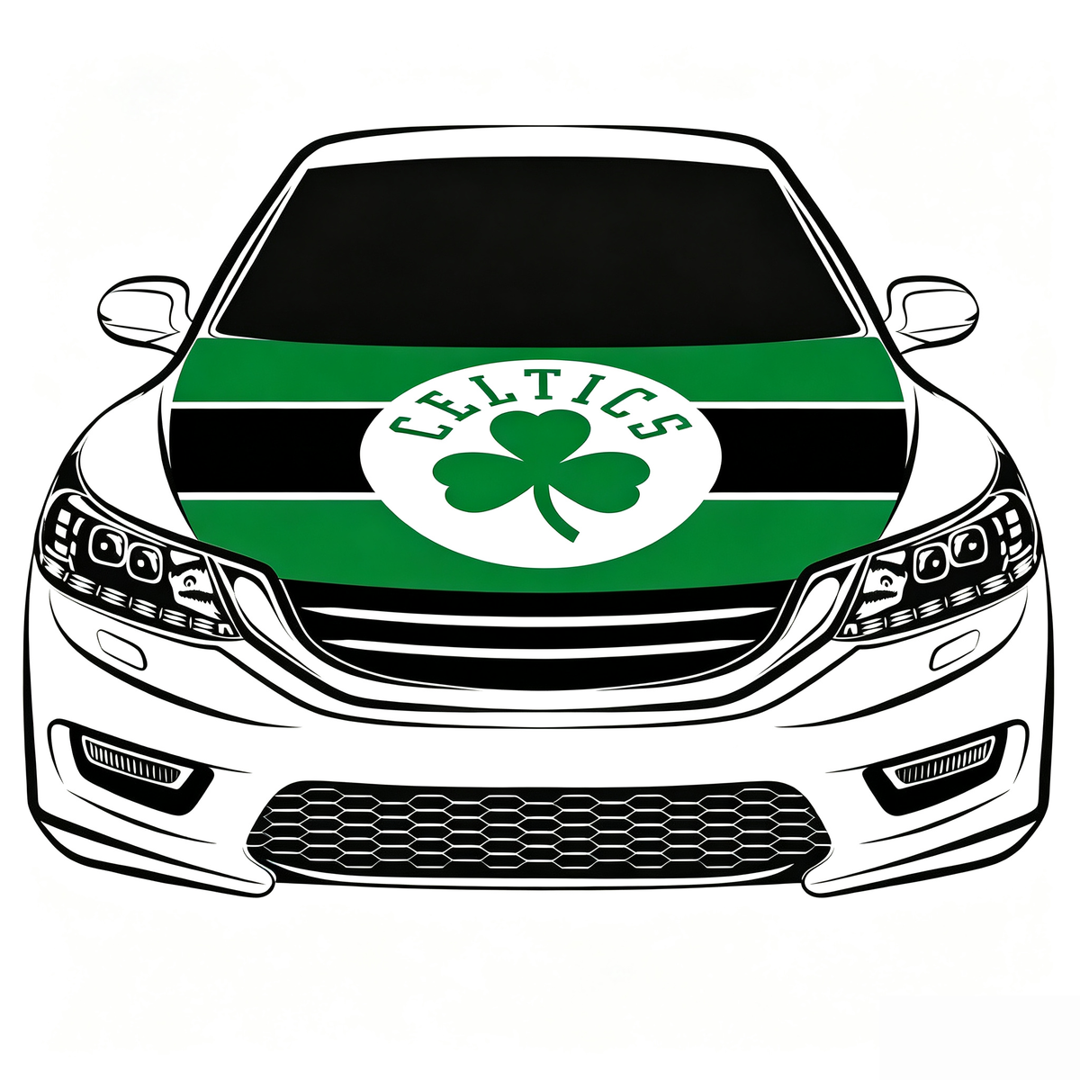 Boston Celtics Car Hood Cover Flag , NBA Engine Banner,4X5ft,/6X7FT100% Polyester Elastic Fabrics Can be Washed
