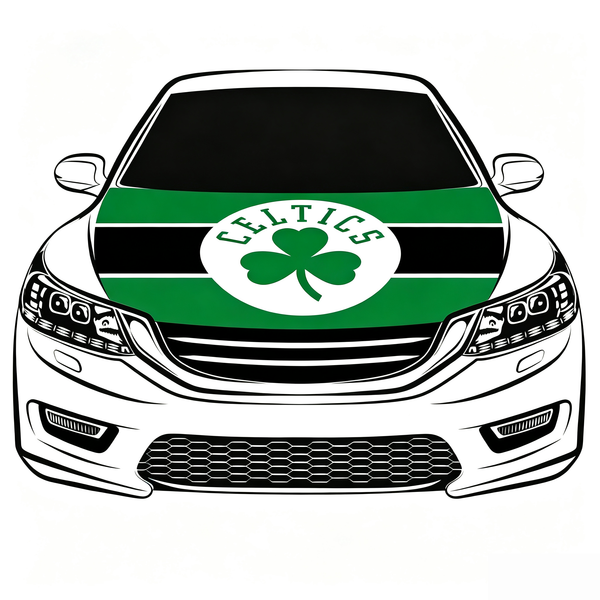 Boston Celtics Car Hood Cover Flag , NBA Engine Banner,4X5ft,/6X7FT100% Polyester Elastic Fabrics Can be Washed