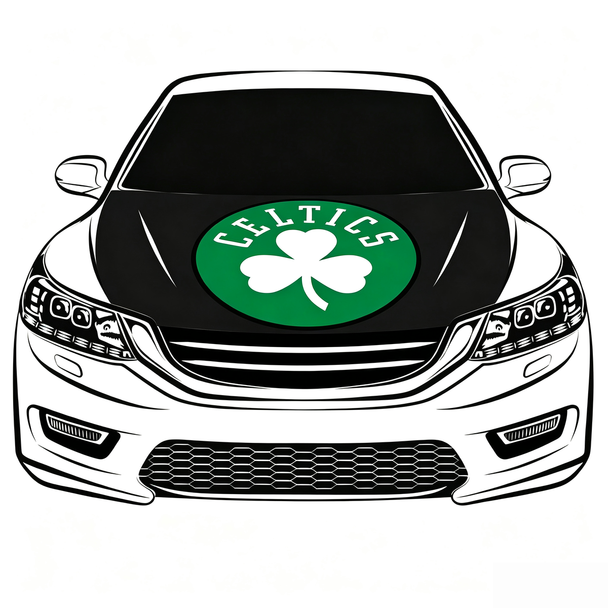 Boston Celtics Car Hood Cover Flag , NBA Engine Banner,4X5ft,/6X7FT100% Polyester Elastic Fabrics Can be Washed