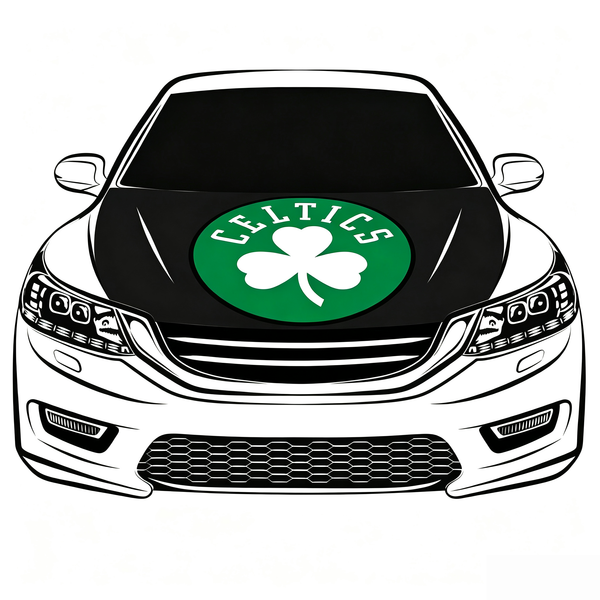 Boston Celtics Car Hood Cover Flag , NBA Engine Banner,4X5ft,/6X7FT100% Polyester Elastic Fabrics Can be Washed