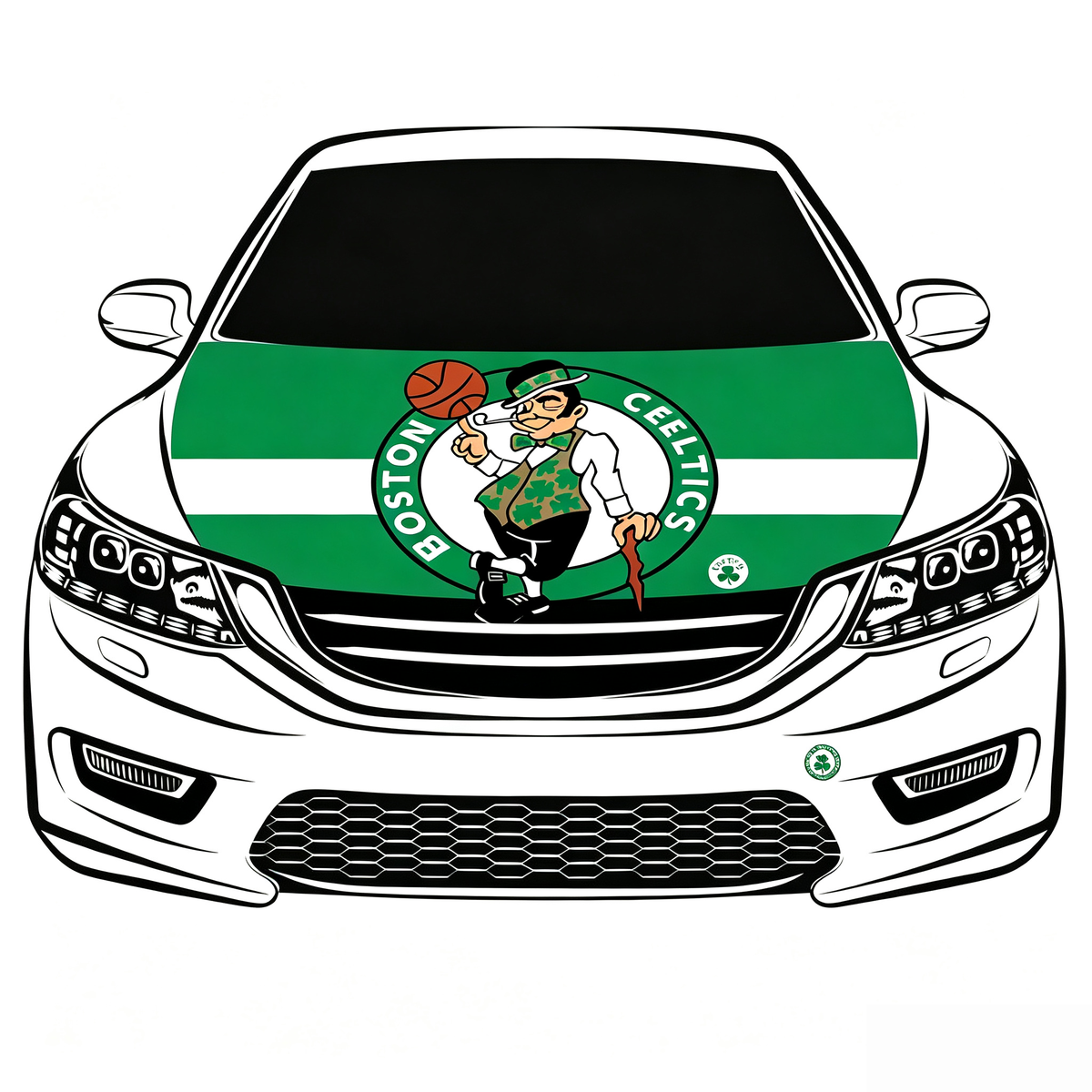 Boston Celtics Flag Car Hood Cover Flag , NBA Engine Banner,4X5ft,/6X7FT100% Polyester Elastic Fabrics Can be Washed