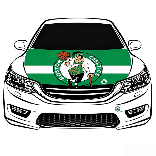 Boston Celtics Flag Car Hood Cover Flag , NBA Engine Banner,4X5ft,/6X7FT100% Polyester Elastic Fabrics Can be Washed