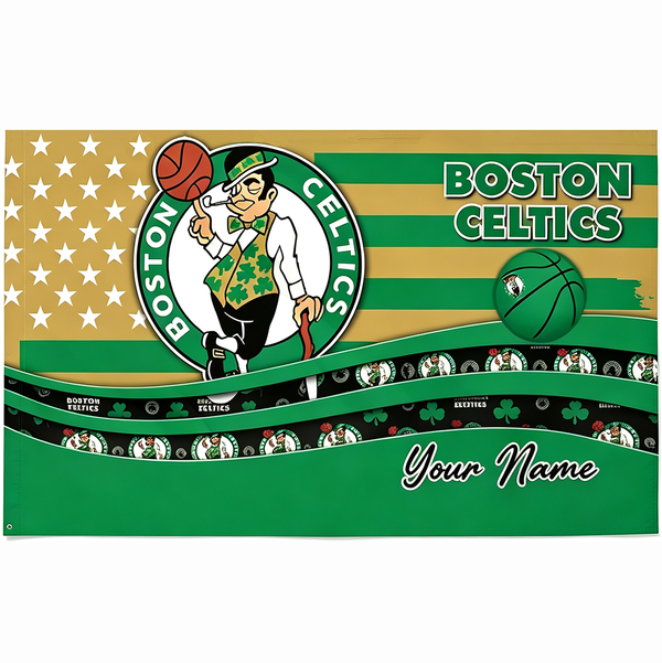 Boston Celtics Flag-NBA 3x5 FT Boston Celtics Basketball Banner-100% polyester-One sided / double sided