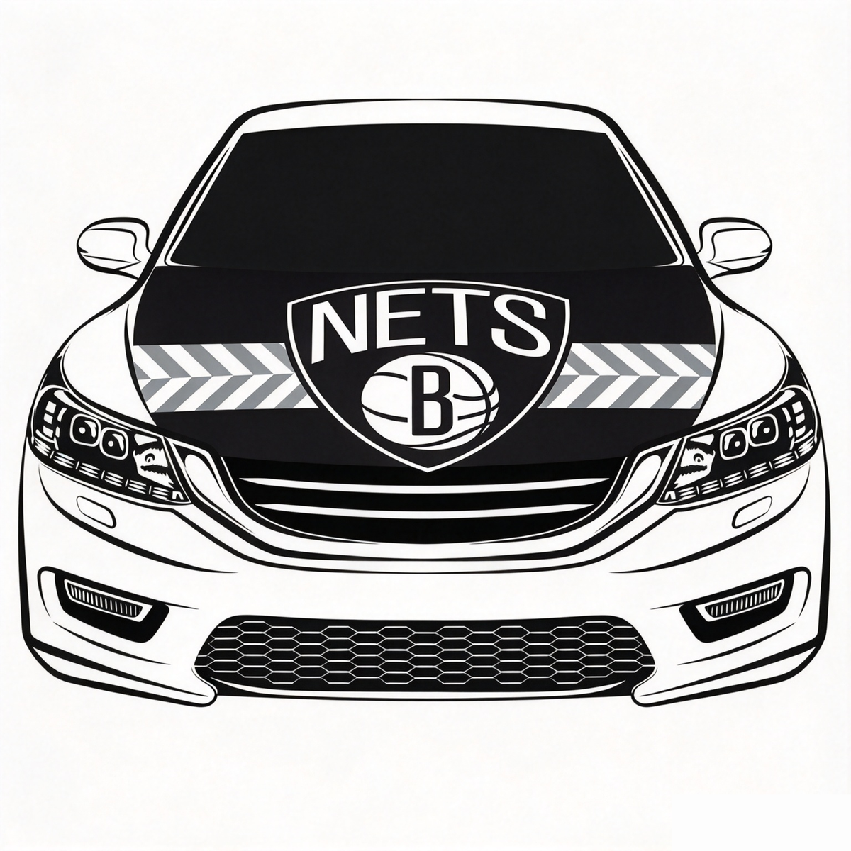 Brooklyn Nets Flag Car Hood Cover Flag , NBA Engine Banner,4X5ft,/6X7FT100% Polyester Elastic Fabrics Can be Washed