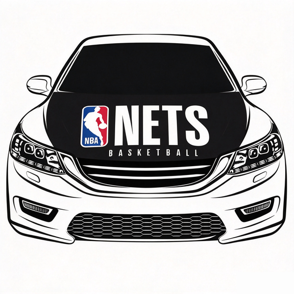 Brooklyn Nets Car Hood Cover Flag , NBA Engine Banner,4X5ft,/6X7FT100% Polyester Elastic Fabrics Can be Washed