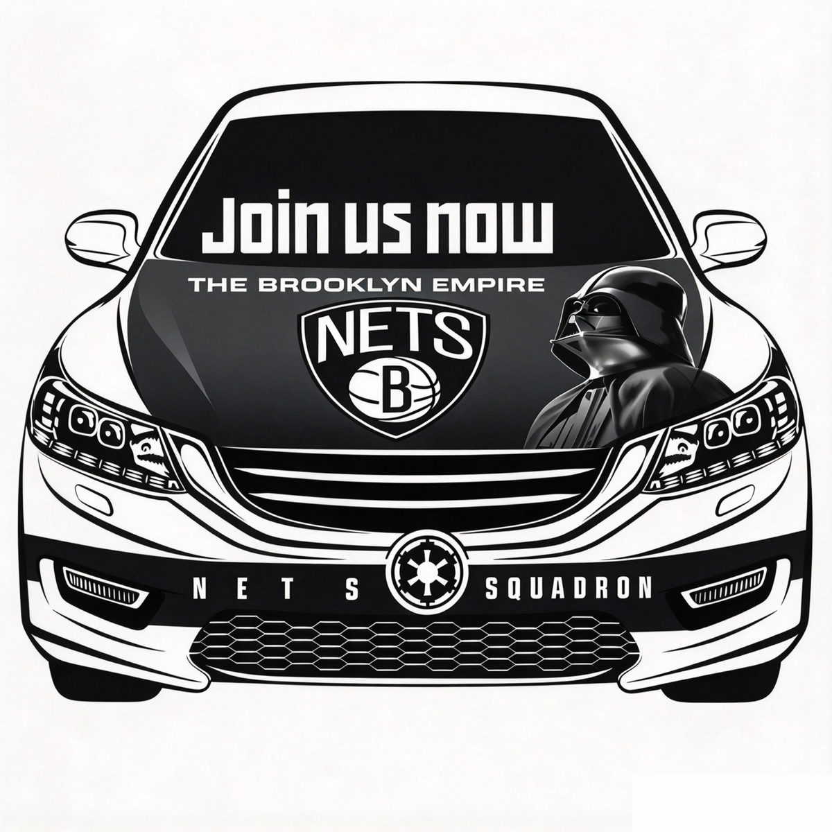Brooklyn Nets Car Hood Cover Flag , NBA Engine Banner,4X5ft,/6X7FT100% Polyester Elastic Fabrics Can be Washed