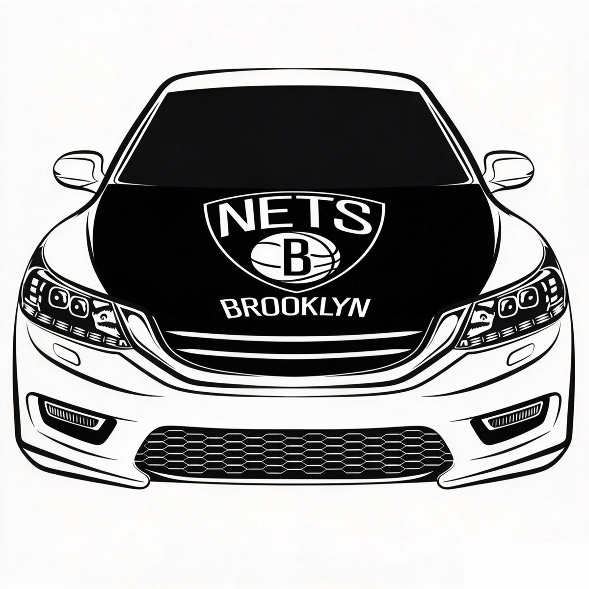 Brooklyn Nets Flag Car Hood Cover Flag , NBA Engine Banner,4X5ft,/6X7FT100% Polyester Elastic Fabrics Can be Washed