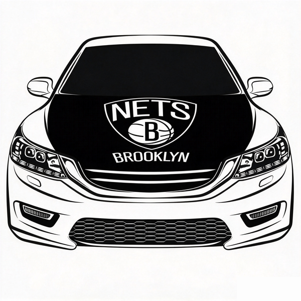 Brooklyn Nets Flag Car Hood Cover Flag , NBA Engine Banner,4X5ft,/6X7FT100% Polyester Elastic Fabrics Can be Washed