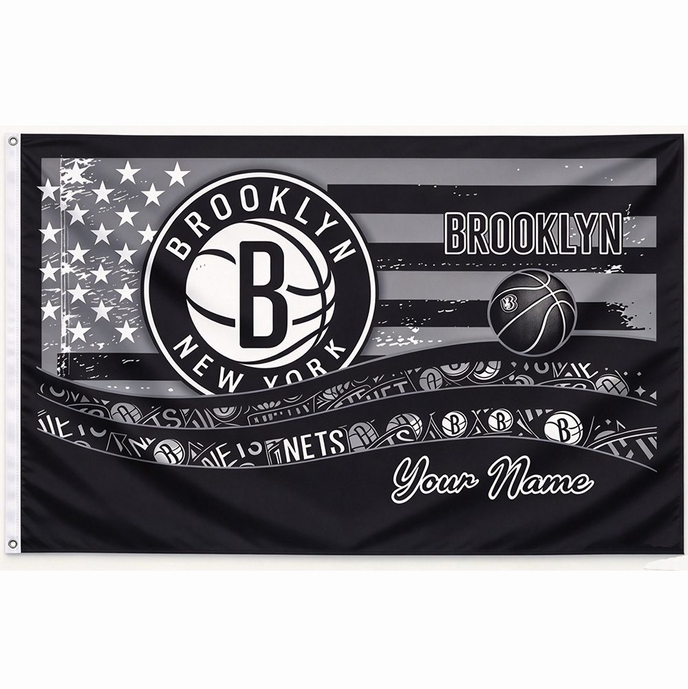 Brooklyn Nets Flag-3x5 FT NBA Brooklyn Nets Basketball Banner-100% polyester-One sided / double sided
