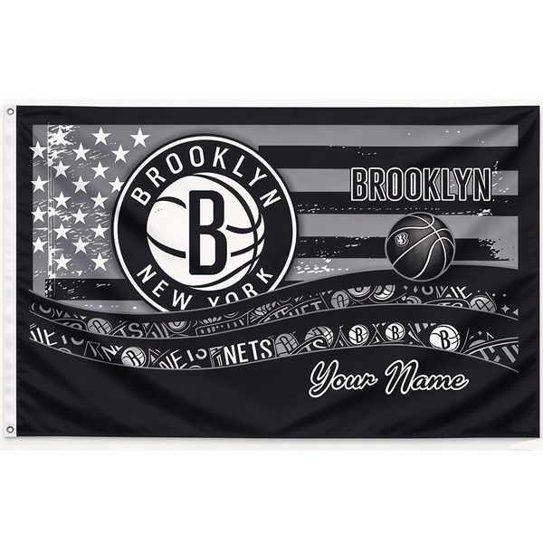 Brooklyn Nets Flag-3x5 FT NBA Brooklyn Nets Basketball Banner-100% polyester-One sided / double sided
