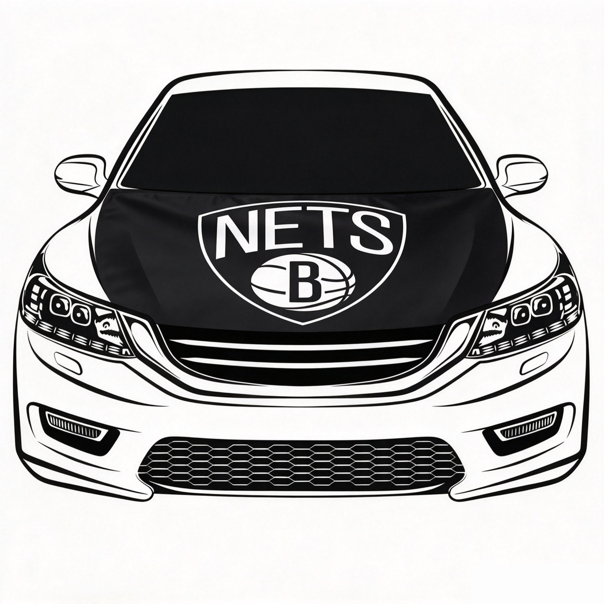 Brooklyn Nets Flag Car Hood Cover Flag , NBA Engine Banner,4X5ft,/6X7FT100% Polyester Elastic Fabrics Can be Washed