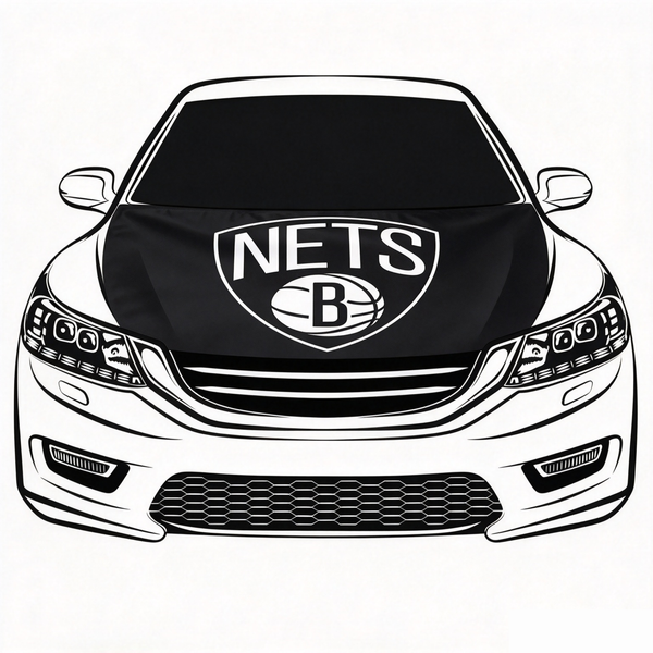 Brooklyn Nets Flag Car Hood Cover Flag , NBA Engine Banner,4X5ft,/6X7FT100% Polyester Elastic Fabrics Can be Washed