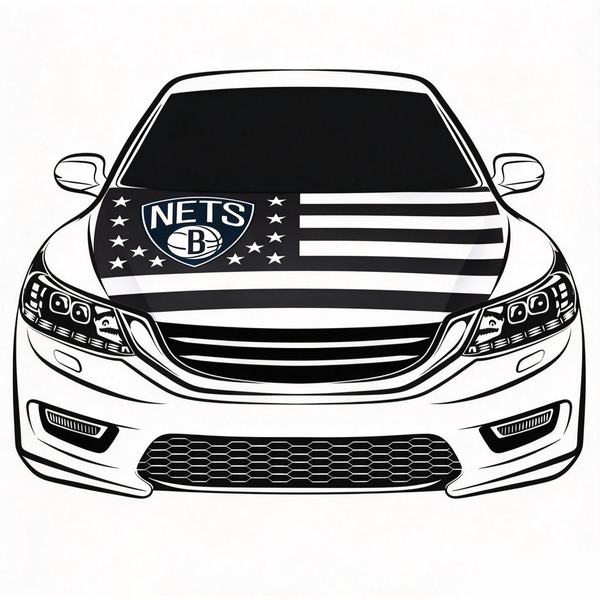 Brooklyn Nets Flag Car Hood Cover Flag , NBA Engine Banner,4X5ft,/6X7FT100% Polyester Elastic Fabrics Can be Washed