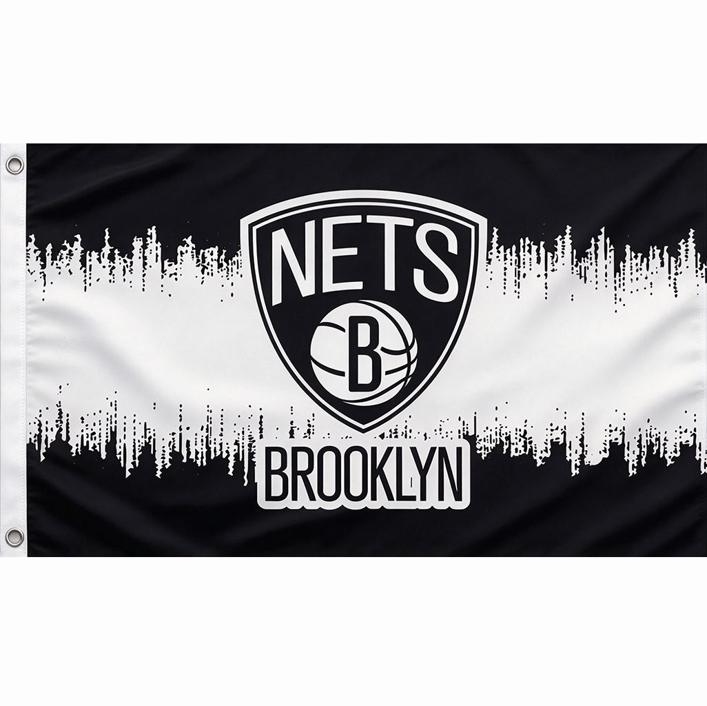 Brooklyn Nets Flag-3x5 FT NBA Brooklyn Nets Basketball Banner-100% polyester-One sided / double sided