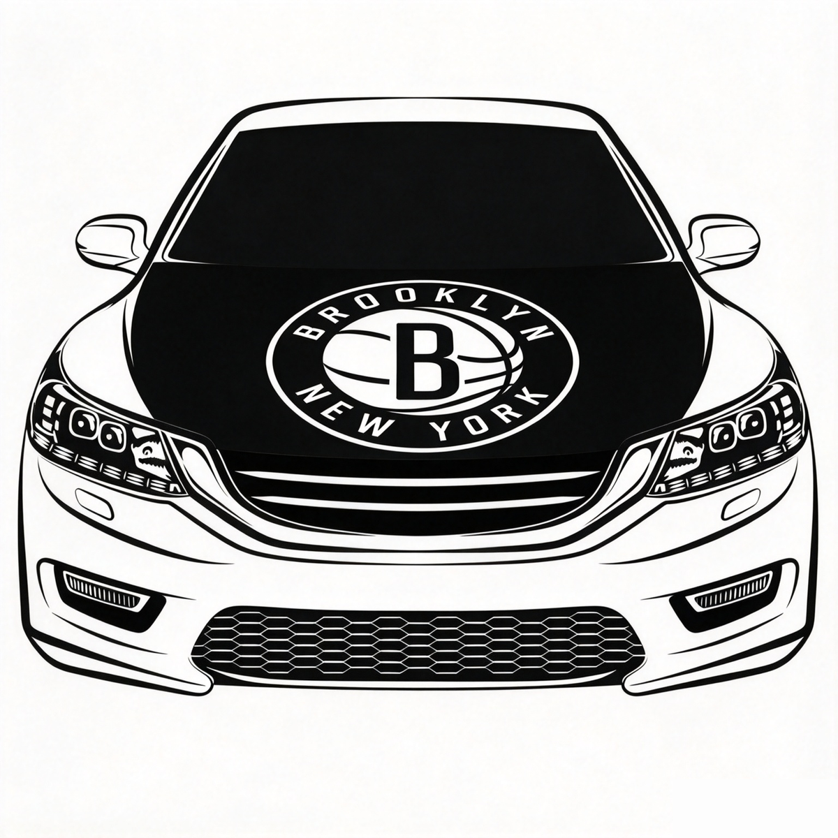 Brooklyn Nets Flag Car Hood Cover Flag , NBA Engine Banner,4X5ft,/6X7FT100% Polyester Elastic Fabrics Can be Washed