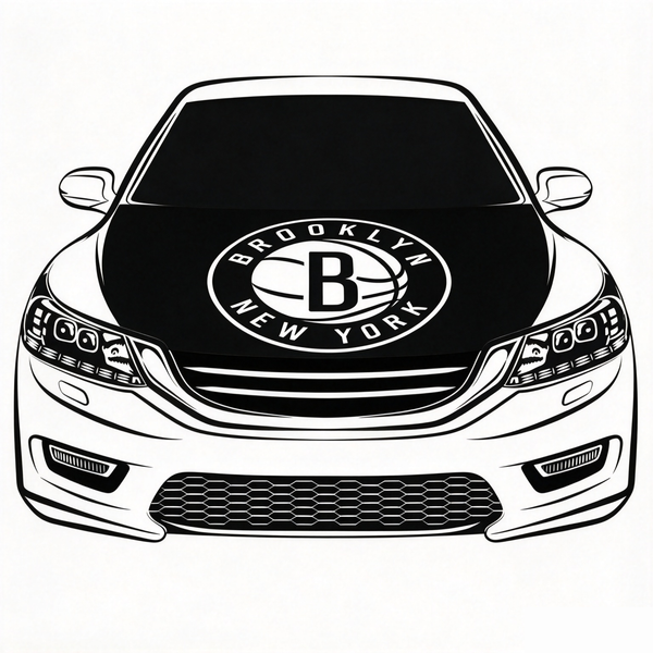 Brooklyn Nets Flag Car Hood Cover Flag , NBA Engine Banner,4X5ft,/6X7FT100% Polyester Elastic Fabrics Can be Washed