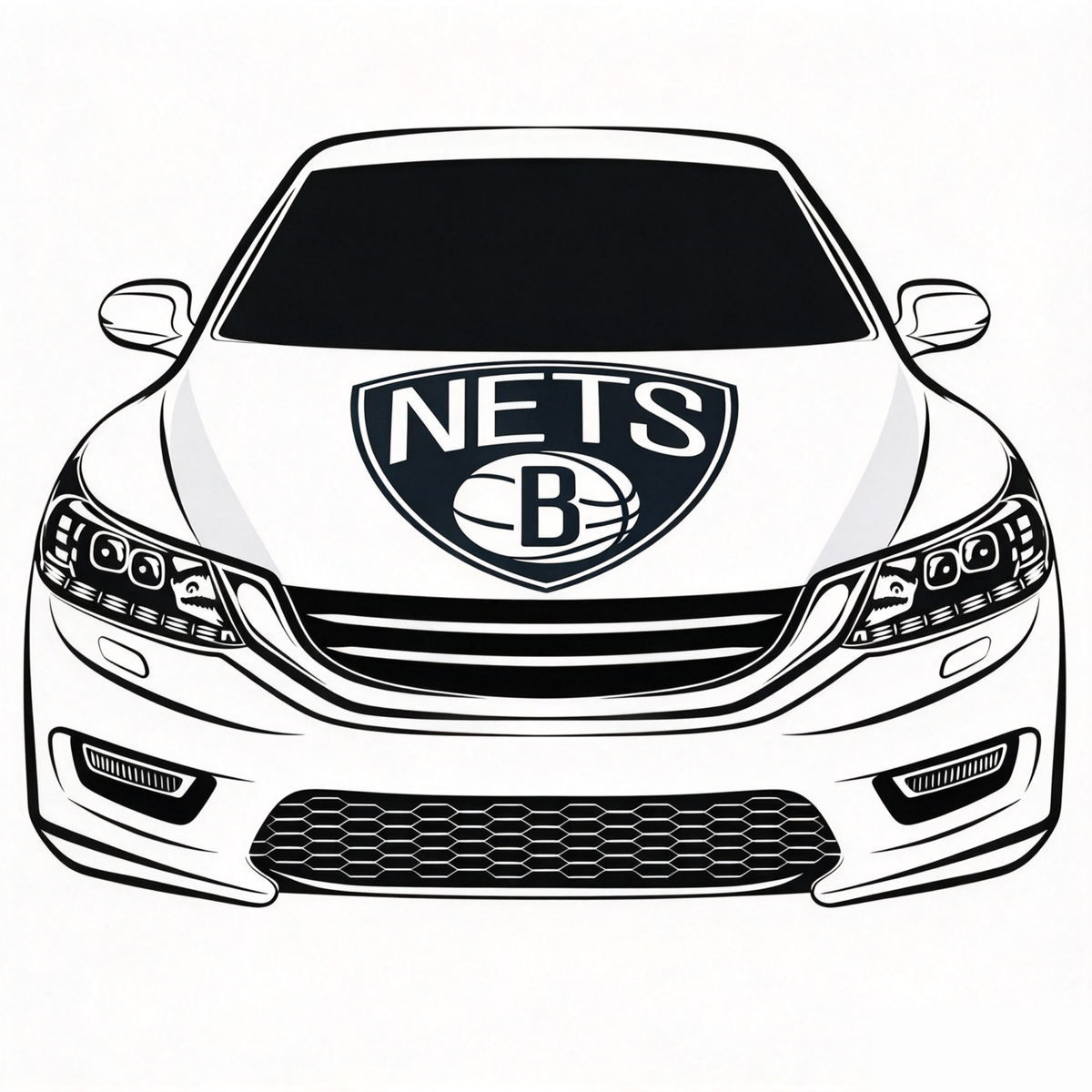 Brooklyn Nets Flag Car Hood Cover Flag , NBA Engine Banner,4X5ft,/6X7FT100% Polyester Elastic Fabrics Can be Washed