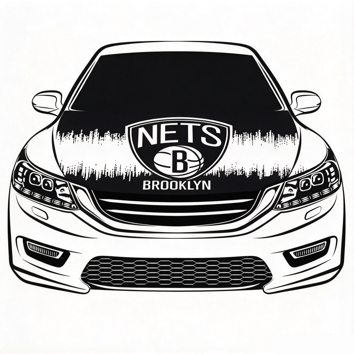 Brooklyn Nets Flag Car Hood Cover Flag , NBA Engine Banner,4X5ft,/6X7FT100% Polyester Elastic Fabrics Can be Washed