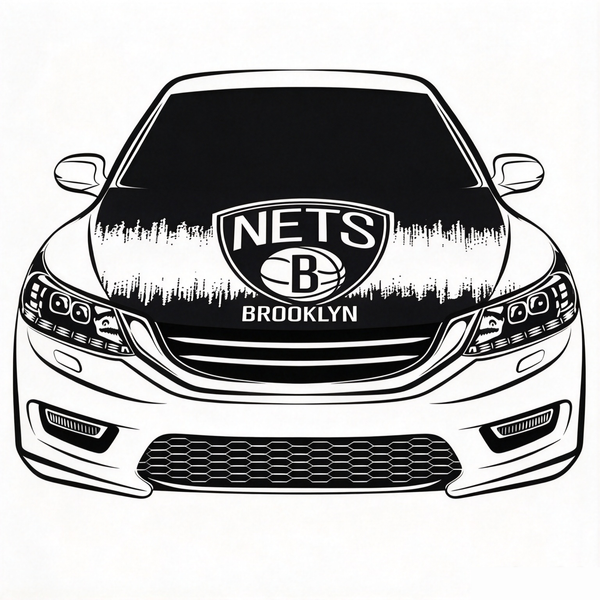 Brooklyn Nets Flag Car Hood Cover Flag , NBA Engine Banner,4X5ft,/6X7FT100% Polyester Elastic Fabrics Can be Washed