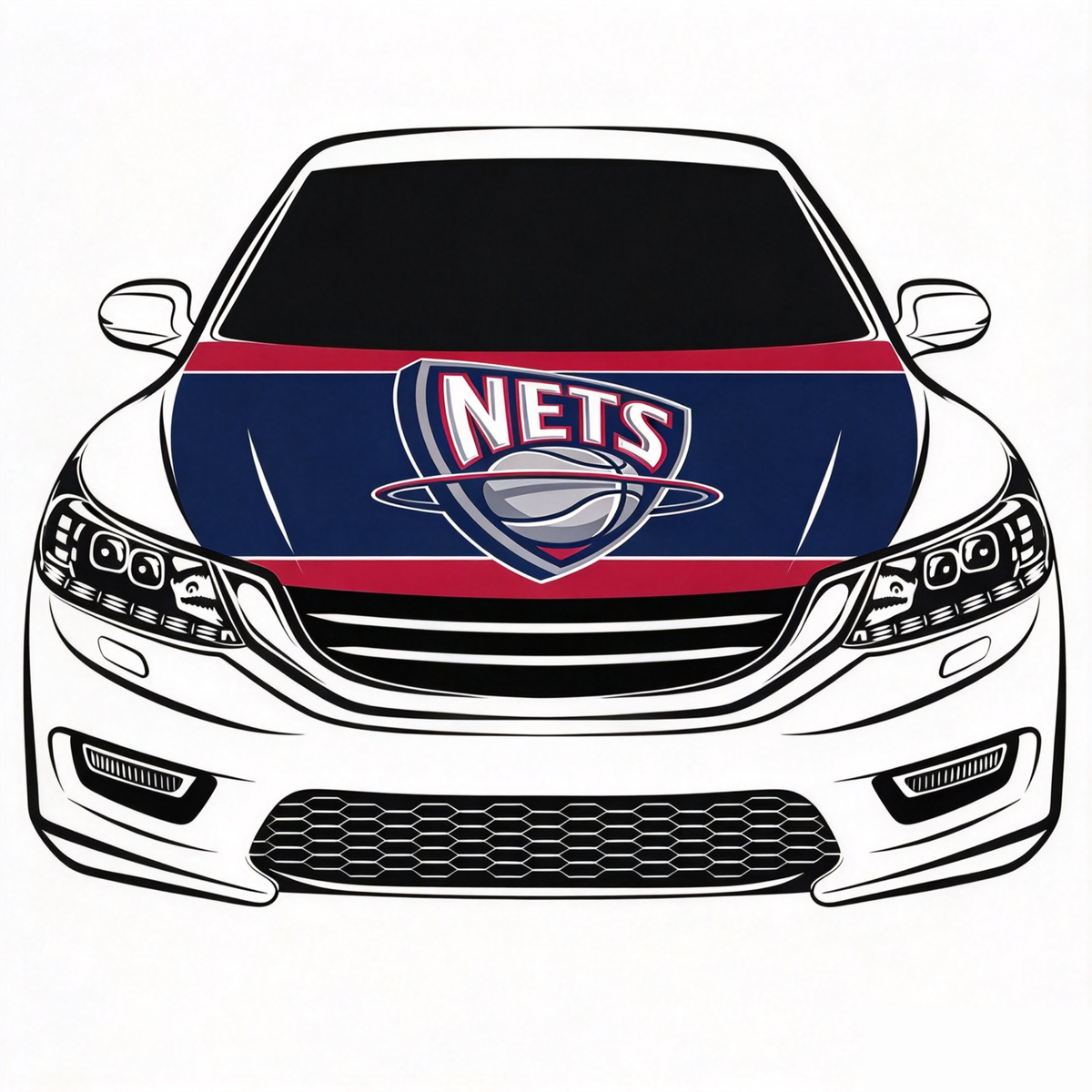 Brooklyn Nets Flag Car Hood Cover Flag , NBA Engine Banner,4X5ft,/6X7FT100% Polyester Elastic Fabrics Can be Washed