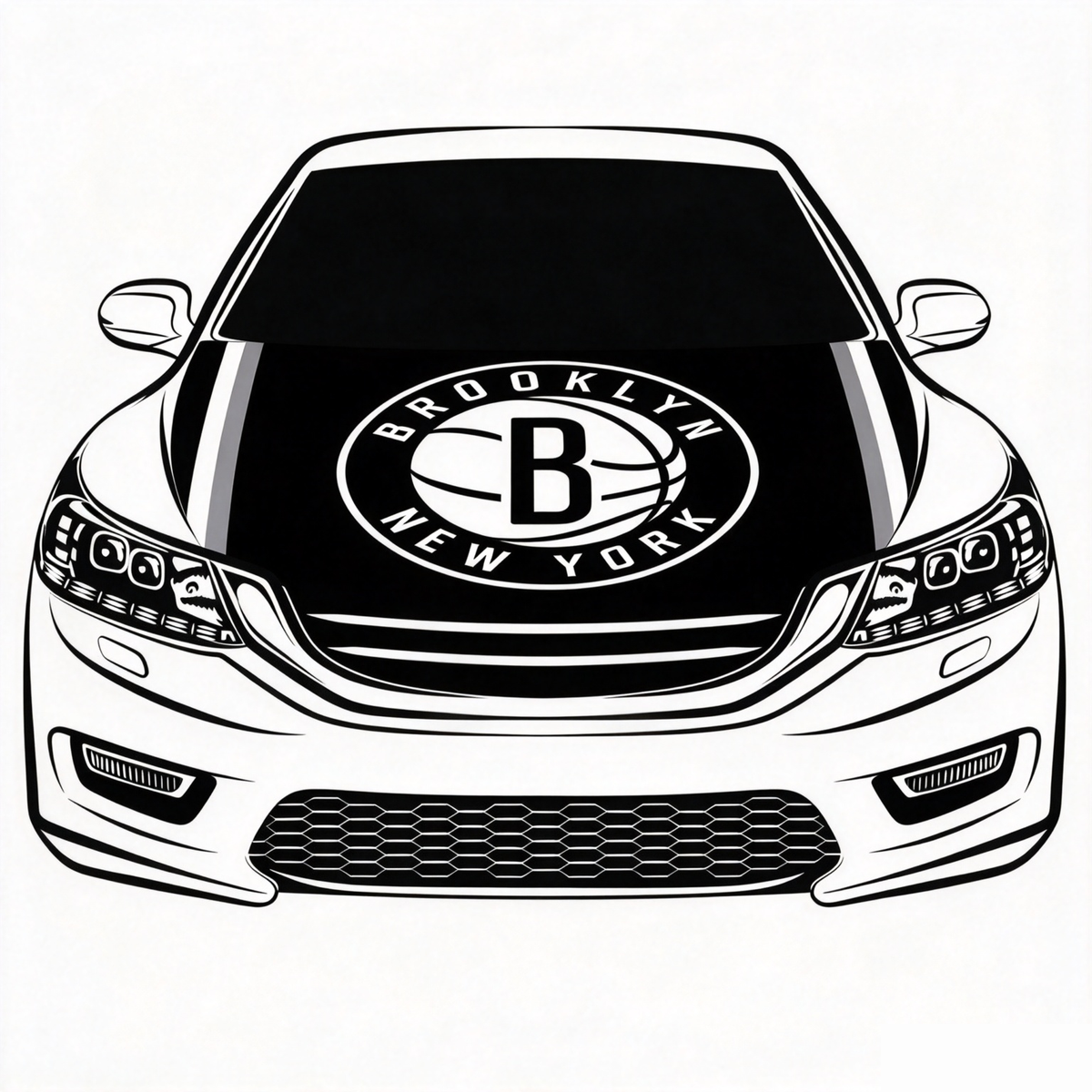 Brooklyn Nets Flag Car Hood Cover Flag , NBA Engine Banner,4X5ft,/6X7FT100% Polyester Elastic Fabrics Can be Washed